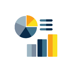 Research and Data chart icon circle